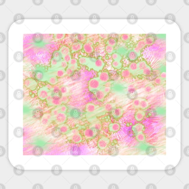 Magenta dots pink splash orange and light green bacterium Sticker by Flor Volcanica